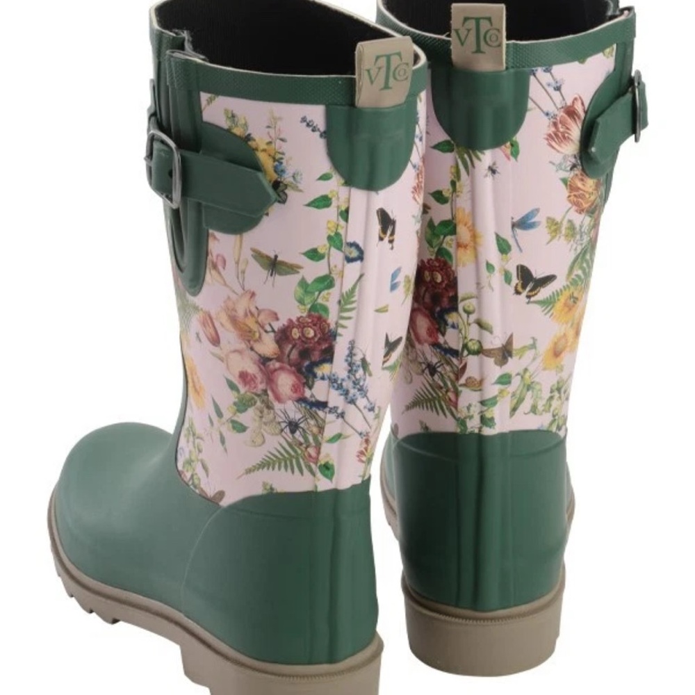 Victorian Trading Co. Secret Garden Wellies Tall Rubber Rain Boots NEW - Picture 5 of 6